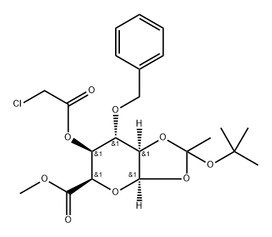 b-L-Idopyranuronic acid, 1,2-O-[1-(1,1-diMethylethoxy)ethylidene]-3-O-(phenylMethyl)-, Methyl ester, chloroacetate Structure