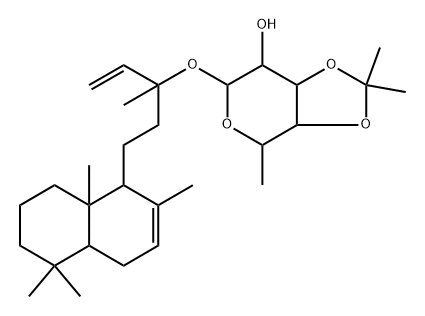 (13R)-3-[(3-O,4-O-Isopropylidene-6-deoxy-β-D-galactopyranosyl)oxy]labda-7,14-diene 구조식 이미지