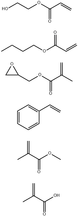 2-프로펜산,2-메틸-,부틸2-프로페노에이트,에테닐벤젠,2-하이드록시에틸2-프로페노에이트,메틸2-메틸-2-프로페노에이트및옥시라닐메틸2-메틸-2-프로페노에이트와중합체 구조식 이미지