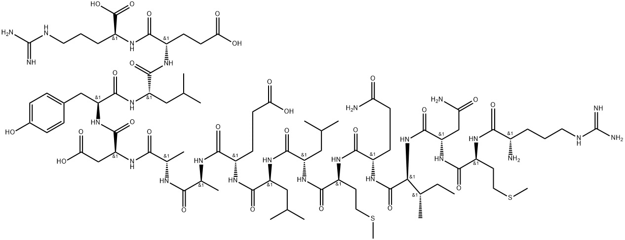 L-Arginine, L-arginyl-L-methionyl-L-asparaginyl-L-isoleucyl-L-glutaminyl-L-methionyl-L-leucyl-L-leucyl-L-α-glutamyl-L-alanyl-L-alanyl-L-α-aspartyl-L-tyrosyl-L-leucyl-L-α-glutamyl- (9CI) Structure