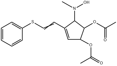 3-Cyclopentene-1,2-diol, 5-(hydroxymethylamino)-4-2-(phenylthio)ethenyl-, 1,2-diacetate, 1S-1.alpha.,2.beta.,4(E),5.beta.- Structure