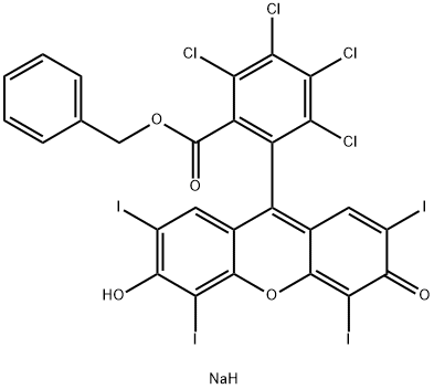 Benzoic acid, 2,3,4,5-tetrachloro-6-(6-hydroxy-2,4,5,7-tetraiodo-3-oxo-3H-xanthen-9-yl)-, phenylmethyl ester, sodium salt (1:1) Structure