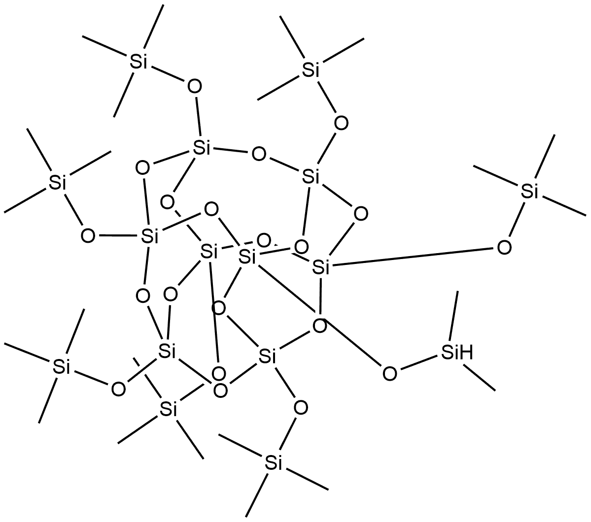 Pentacyclo[9.5.1.13,9.15,15.17,13]octasiloxane, 1-[(dimethylsilyl)oxy]-3,5,7,9,11,13,15-heptakis[(trimethylsilyl)oxy]- Structure