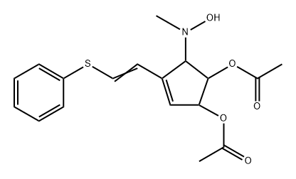3-Cyclopentene-1,2-diol, 5-(hydroxymethylamino)-4-2-(phenylthio)ethenyl-, 1,2-diacetate, 1S-1.alpha.,2.beta.,4(Z),5.beta.- 구조식 이미지