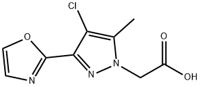 2-(4-chloro-5-methyl-3-(oxazol-2-yl)-1H-pyrazol-1-yl)acetic acid Structure