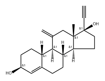 19-Norpregn-4-en-20-yne-3,17-diol, 11-methylene-, (3β,17α)- (9CI) Structure