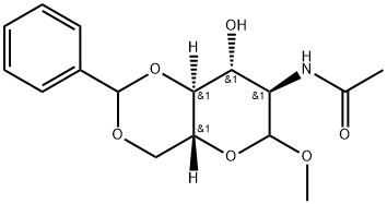 1-O-Methyl-2-N-acetylamino-2-deoxy-4,6-O-benzyliden-α,β-D-glucopyranosid Structure