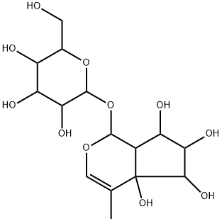 [[1S,(-)]-1,4a,5,6,7,7aα-Hexahydro-4aα,5α,6β,7α-tetrahydroxy-4-methylcyclopenta[c]pyran-1α-yl]β-D-glucopyranoside Structure