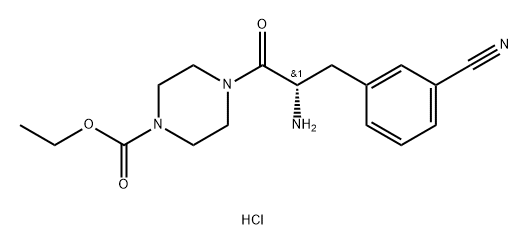 1-Piperazinecarboxylic acid, 4-[(2S)-2-amino-3-(3-cyanophenyl)-1-oxopropyl]-, ethyl ester, hydrochloride (1:1) Structure