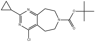 tert-butyl 4-chloro-2-cyclopropyl-5,6,8,9-tetrahydro-7H-pyrimido[4,5-d]azepine-7-carboxylate Structure