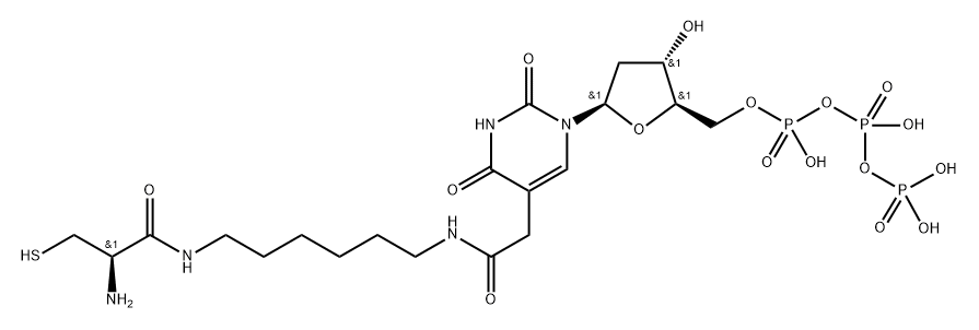 5-?[2-?[[6-?[[(2R)?-?2-?Amino-?3-?mercapto-?1-?oxopropyl]?amino]?hexyl]?amino]?-?2-?oxoethyl]?-?2'-?deoxy-uridine 5'-?(tetrahydrogen triphosphate)? Structure