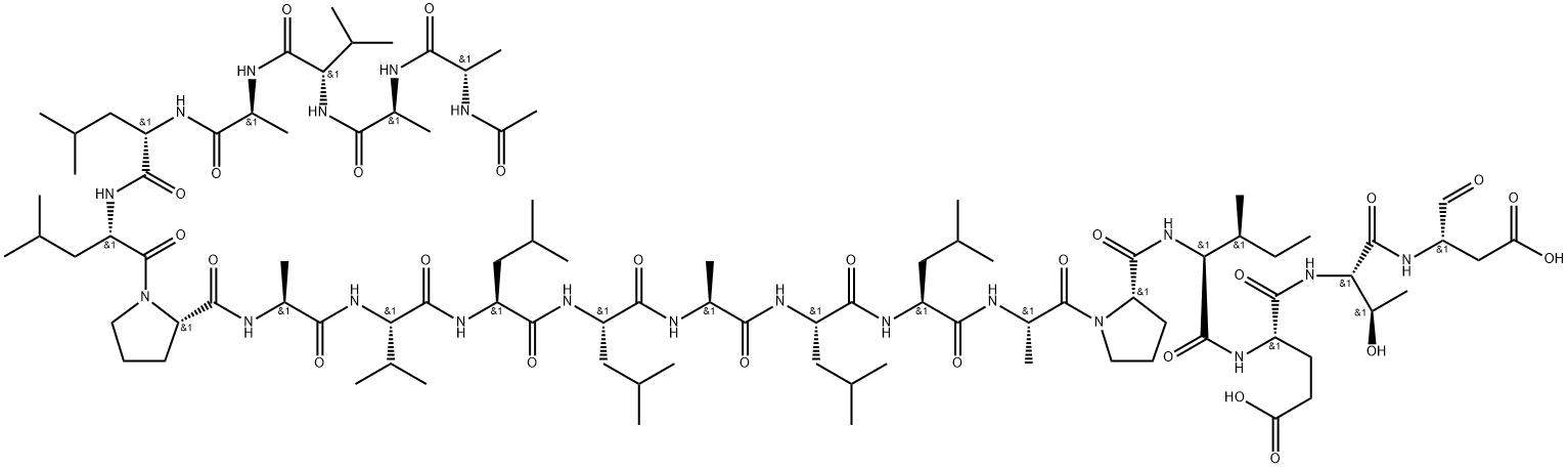 Ac-Ala-Ala-Val-Ala-Leu-Leu-Pro-Ala-Val-Leu-Leu-Ala-Leu-Leu-Ala-Pro-Ile-Glu-Thr-Asp-aldehyde trifluoroacetate salt Structure