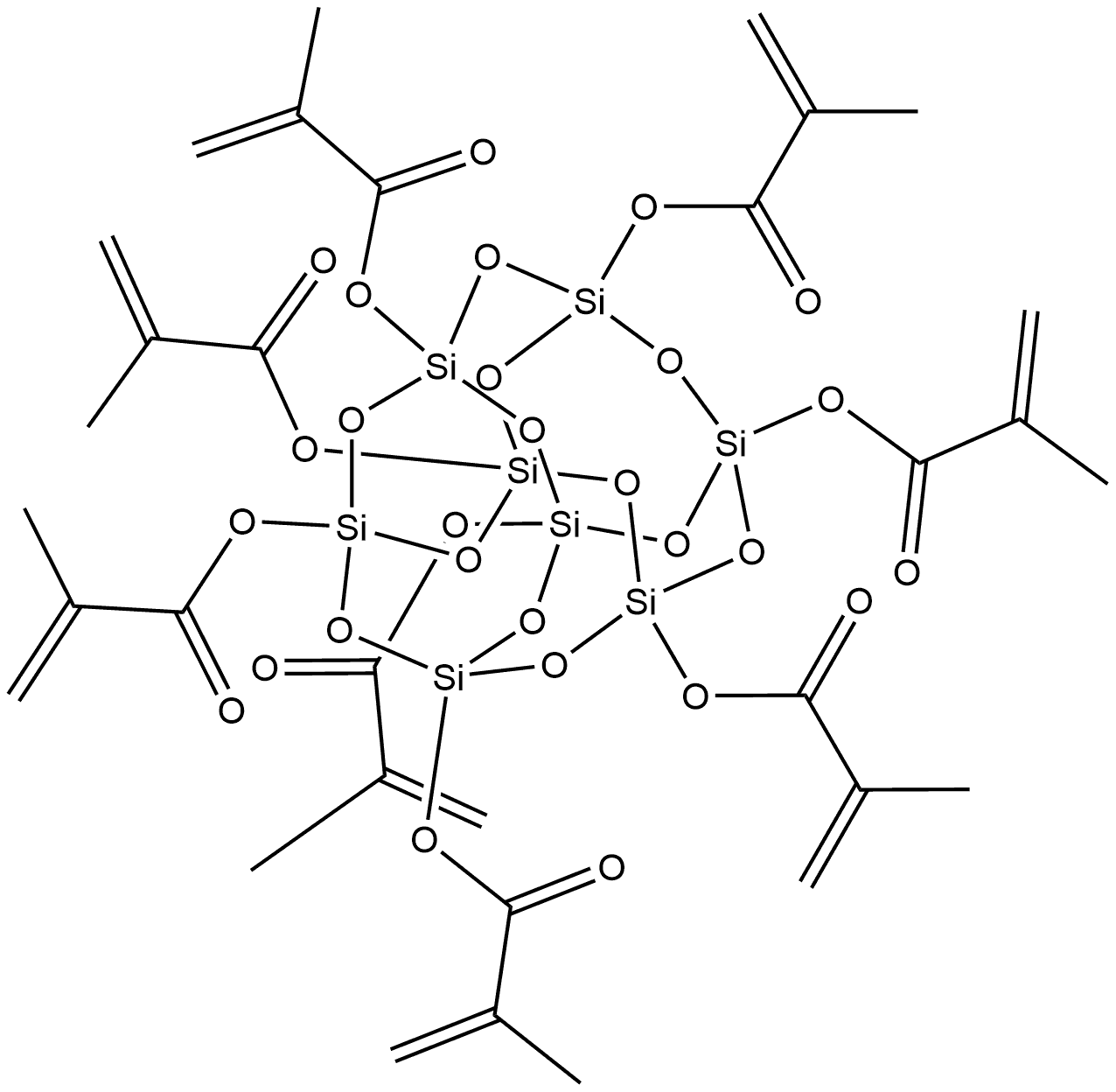 2-Propenoic acid, 2-methyl-, pentacyclo[9.5.1.13,9.15,15.17,13]octasiloxane-1,3,5,7,9,11,13,15-octayl ester (9CI) Structure