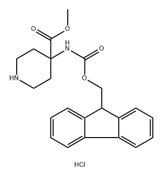 4-Piperidinecarboxylic acid, 4-[[(9H-fluoren-9-ylmethoxy)carbonyl]amino]-, methyl ester, hydrochloride (1:1) Structure