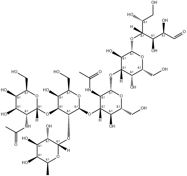 O-2-(acetylamino)-2-deoxy-a-D-galactopyranosyl-(1->3)-O-[6-deoxy-a-L-galactopyranosyl-(1->2)]-O-b-D-galactopyranosyl-(1->3)-O-2-(acetylamino)-2-deoxy-b-D-glucopyranosyl-(1->3)-O-b-D-galactopyranosyl-(1->4)-D-Glucose Structure