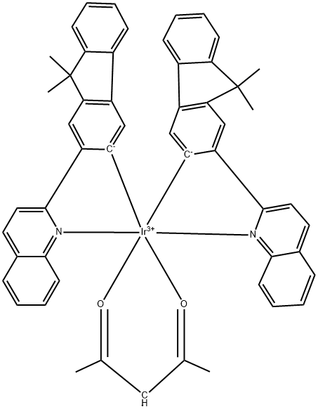 Bis[2-(9,9-dimethyl-9H-fluoren-2-yl)-quinoline](acetylacetonate)iridium(III) Structure