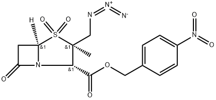 4-Thia-1-azabicyclo[3.2.0]heptane-2-carboxylic acid, 3-(azidomethyl)-3-methyl-7-oxo-, (4-nitrophenyl)methyl ester, 4,4-dioxide, [2S-(2α,3β,5α)]- (9CI) Structure