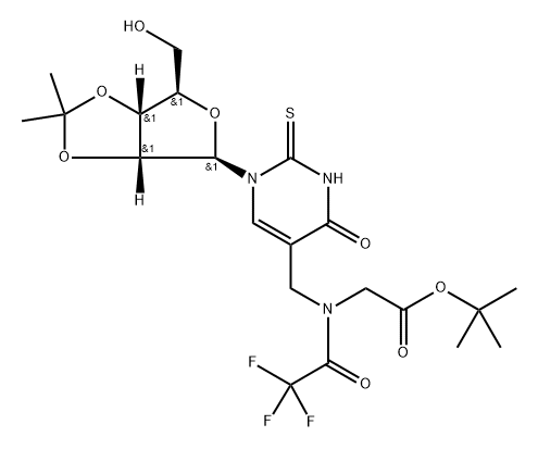 5-(N-t-Butyloxycarbonylmethyl)-N-(trifluoroacetyl) aminomethyl)-2-thiouridine 구조식 이미지