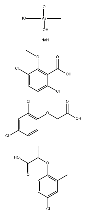 Benzoic acid, 3,6-dichloro-2-methoxy-, mixt. with 2-(4-chloro-2-methylphenoxy)propanoic acid, (2,4-dichlorophenoxy)acetic acid and sodium hydrogen methylarsonate (9CI) Structure