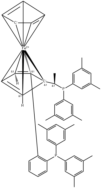 (R)-(+)-1-[(R)-2-(2'-Di-3,5-xylylphosphinophenyl)ferrocenyl]ethyldi-3,5-xylylphosphine Structure