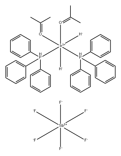 Dihydrobis(2-propanone)bis(triphenylphosphine)iridium (OC-6-11)-hexafluoroantimonate 구조식 이미지