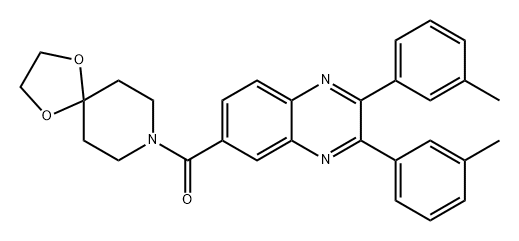 (2,3-di-m-tolylquinoxalin-6-yl)(1,4-dioxa-8-azaspiro[4.5]decan-8-yl)methanone 구조식 이미지