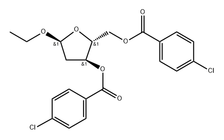 α-D-erythro-Pentofuranoside, ethyl 2-deoxy-, bis(4-chlorobenzoate) (9CI) Structure