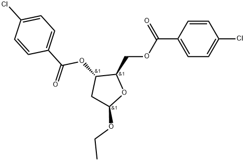 β-D-erythro-Pentofuranoside, ethyl 2-deoxy-, bis(4-chlorobenzoate) (9CI) 구조식 이미지
