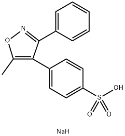 Benzenesulfonic acid, 4-(5-methyl-3-phenyl-4-isoxazolyl)-, sodium salt (1:1) 구조식 이미지
