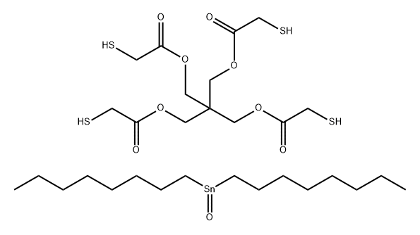 Acetic acid, mercapto-, 2,2-bis[[(mercaptoacetyl)oxy]methyl]-1,3-propanediyl ester, reaction products with dioctyloxostannane Structure