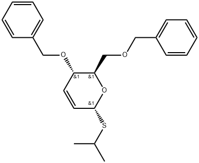 propan-2-yl 4,6-di-O-benzyl-2,3-dideoxy-1-thio-α-D-erythro-hex-2-enopyranoside Structure