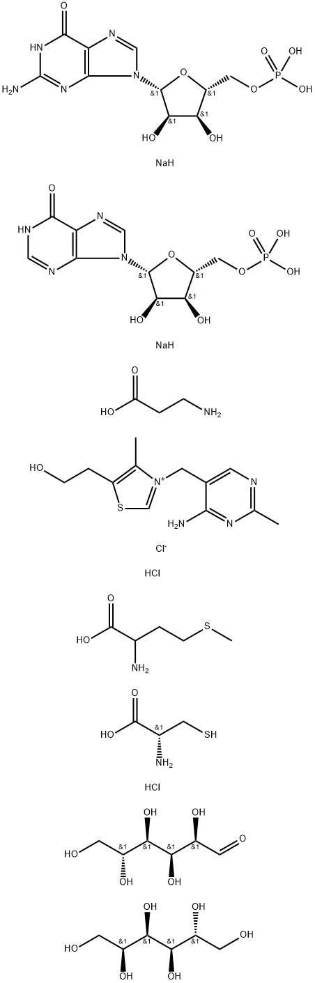 dl-Methionine, reaction products with beta-alanine, 3-[(4-amino-2-methyl-5-pyrimidinyl)methyl]-5-(2-hydroxyethyl)-4-methylthiazolium chloride monohydrochloride, l-cysteine hydrochloride, disodium 5'-guanylate, disodium 5'-inosinate, d-gluco Structure