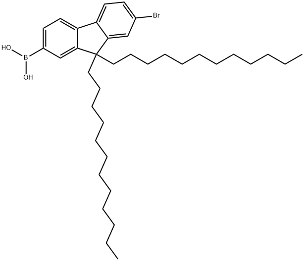 7-Bromo-9,9-didodecyl-9H-fluoren-2-ylboronic acid Structure