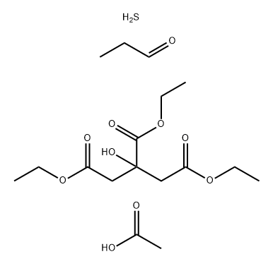 1,2,3-Propanetricarboxylic acid, 2-hydroxy-, triethyl ester, reaction products with acetic acid, hydrogen sulfide and propanal Structure