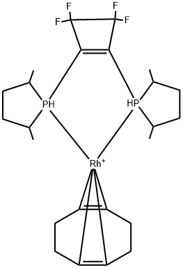 Rhodium(1+), [(1,2,5,6-η)-1,5-cyclooctadiene][(2R,2'R,5R,5'R)-1,1'-(3,3,4,4-tetrafluoro-1-cyclobutene-1,2-diyl)bis[2,5-dimethylphospholane-κP]]- Structure