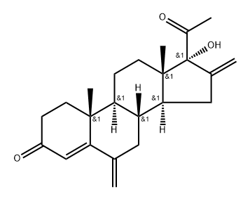 17a-hydroxy-6,16-dimethylenepregna-4-ene-3,20-dione 구조식 이미지