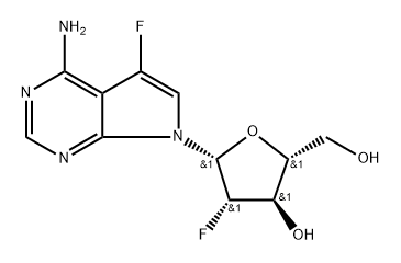 7H-Pyrrolo[2,3-d]pyrimidin-4-amine, 7-(2-deoxy-2-fluoro-β-D-arabinofuranosyl)-5-fluoro- 구조식 이미지