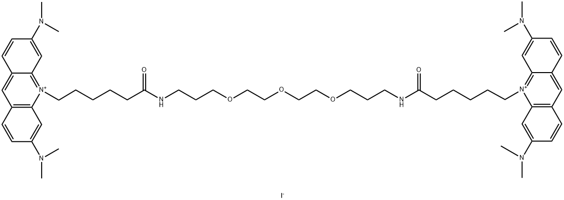 Acridinium, 10,10'-(6,22-dioxo-11,14,17-trioxa-7,21-diazaheptacosane-1,27-diyl)bis[3,6-bis(dimethylamino)-, diiodide (9CI) Structure