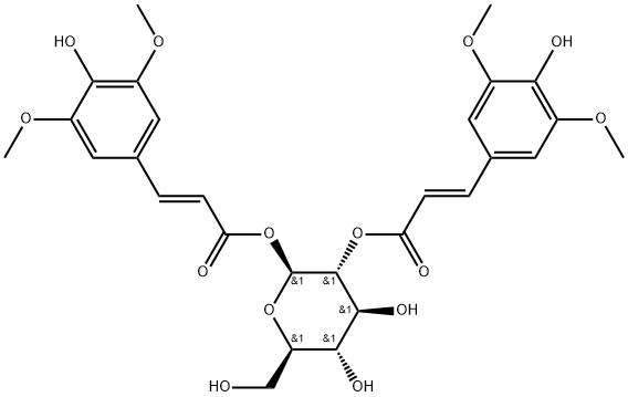 β-D-Glucopyranose, 1,2-bis[(2E)-3-(4-hydroxy-3,5-dimethoxyphenyl)-2-propenoate] Structure