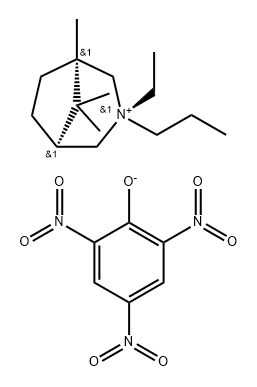 3-Azoniabicyclo[3.2.1]octane, 3-ethyl-1,8,8-trimethyl-3-propyl-, monopicrate, stereoisomer (8CI) Structure