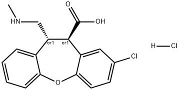 Dibenz[b,f]oxepin-10-carboxylic acid, 8-chloro-10,11-dihydro-11-[(methylamino)methyl]-, hydrochloride (1:1), (10R,11R)-rel- Structure