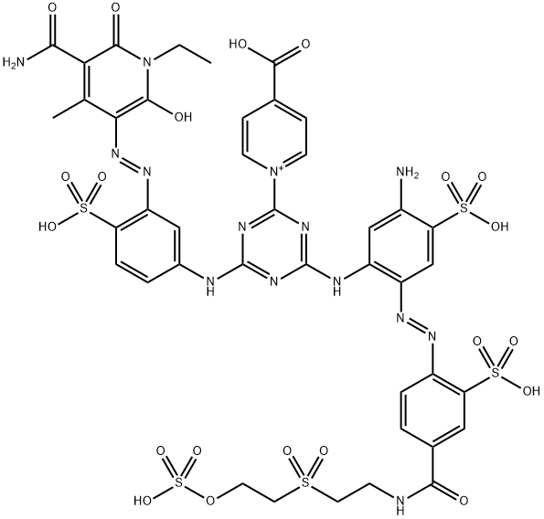 Pyridinium,  1-[4-[[3-[[5-(aminocarbonyl)-1-ethyl-1,6-dihydro-2-hydroxy-4-methyl-6-oxo-3-pyridinyl]azo]-4-sulfophenyl]amino]-6-[[5-amino-4-sulfo-2-[[2- Structure