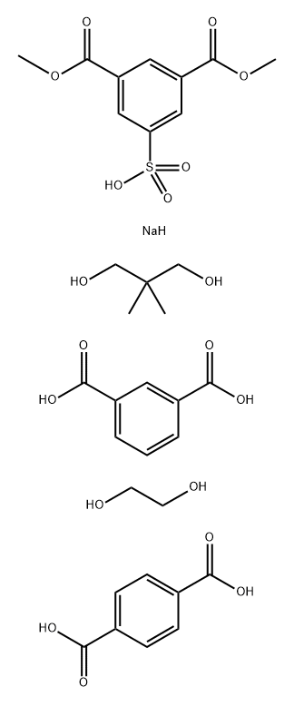 1,3-벤젠디카르복실산,5-벤젠디카르복실산,1,3-디메틸-1,3-프로판디올및1,4-에탄디올과2,2-디메틸1,3-술포-1,2-벤젠디카르복실레이트나트륨염중합체 구조식 이미지