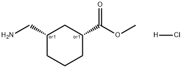 Cyclohexanecarboxylic acid, 3-(aminomethyl)-, methyl ester, hydrochloride (1:1), (1R,3S)-rel- 구조식 이미지