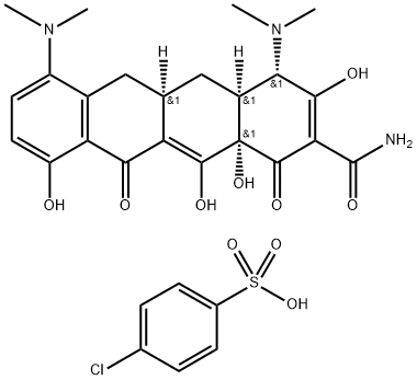 (4S,4aS,5aR,12aS)-4,7-bis(dimethylamino)-3,10,12,12a-tetrahydroxy-1,11-dioxo-1,4,4a,5,5a,6,11,12a-octahydrotetracene-2-carboxamide: 4-chlorobenzene-1-sulfonic acid Structure