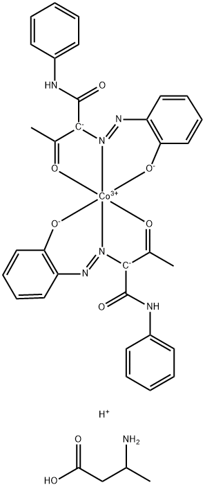 Cobaltate(1-), bis[2-[(2-hydroxyphenyl)azo]-3-oxo-N-phenylbutanamidato(2-)]-, hydrogen, compd. with 3-(C8-18-alkylamino)butanoic acid Structure