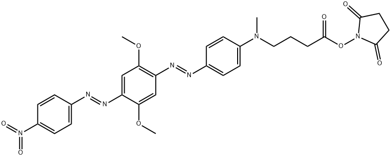 Butanoic acid, 4-[[4-[2-[2,5-dimethoxy-4-[2-(4-nitrophenyl)diazenyl]phenyl]diazenyl]phenyl]methylamino]-, 2,5-dioxo-1-pyrrolidinyl ester Structure