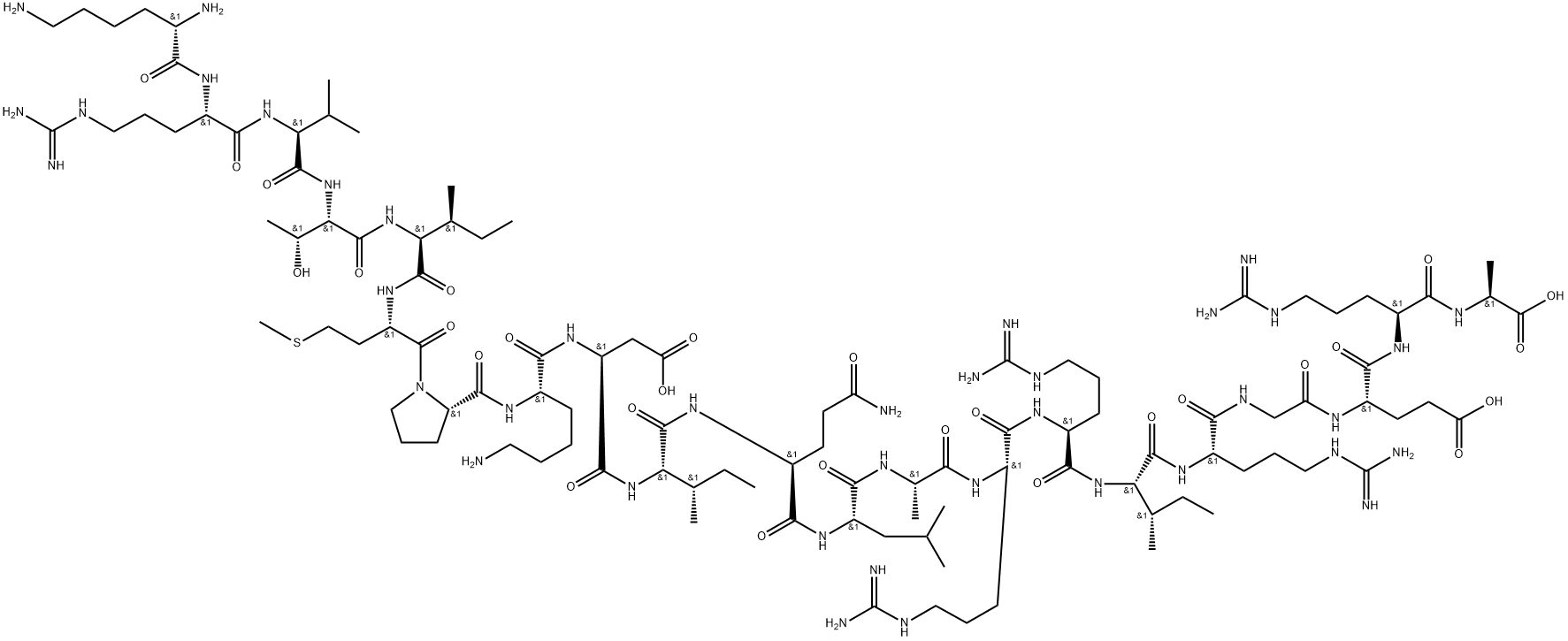 L-Alanine, L-lysyl-L-arginyl-L-valyl-L-threonyl-L-isoleucyl-L-methionyl-L-prolyl-L-lysyl-L-α-aspartyl-L-isoleucyl-L-glutaminyl-L-leucyl-L-alanyl-L-arginyl-L-arginyl-L-isoleucyl-L-arginylglycyl-L-α-glutamyl-L-arginyl- Structure