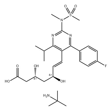 tert.butyl amine salt of (+)-(3R, 5S)-7[4-(4-Fluorophenyl)-6-Isopropyl-2 [methyl-(methylsulfonyl amino] pyrimidin-5-yl]-3,5- dihydroxy-6(E)- heptenoic acid Structure