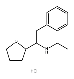 2-Furanmethanamine, N-ethyltetrahydro-α-(phenylmethyl)-, hydrochloride (1:1) 구조식 이미지